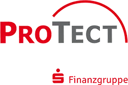 das logo zeigt den schriftzug "protect" mit rotem bogen darüber und darunter "finanzgruppe" mit sparkassen-symbol